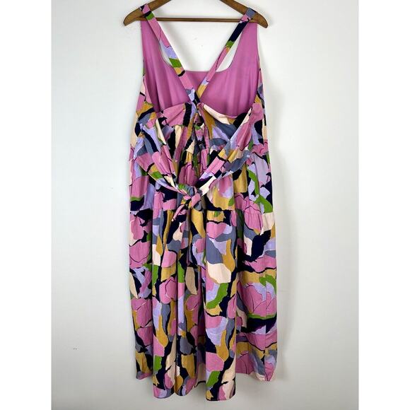 Ava & Viv Tiered Midi Dress Womens 3X Multicolor Abstract Floral Bloomcore - Picture 5 of 8